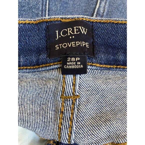 J.Crew Stovepipe Fair Trade Jeans Womens Mid Rise Straight Frayed Hem Denim 28P‎ - Picture 4 of 6